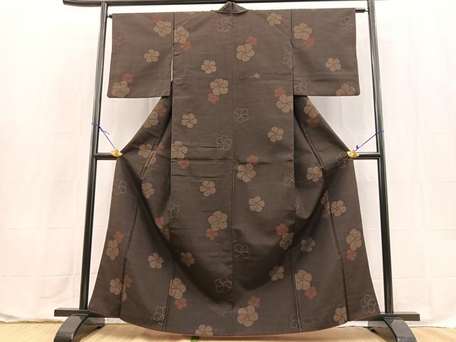 平和屋着物■上質な紬 捻梅 正絹 逸品 BAAX9622yc