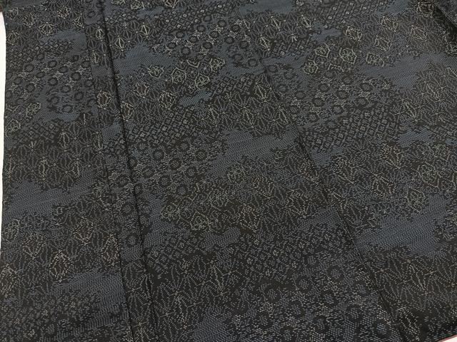 平和屋着物■本場大島紬 幾何学花文 証紙付き 正絹 逸品 BAAX9625yc