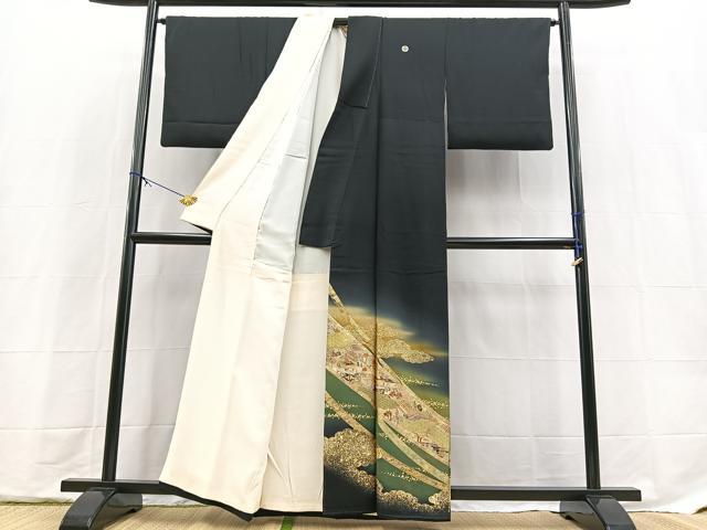 平和屋着物■豪華黒留袖 千年物語 暈し染め 金銀彩 正絹 逸品 BAAX9641yc