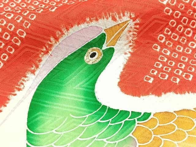 平和屋着物■豪華振袖 絞り 駒刺繍 花鳥文 暈し染め 金彩 正絹 逸品 BAAX9643yc