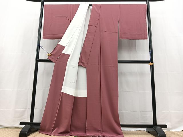 平和屋着物●上質な色無地 浅蘇芳色 ロング丈 正絹 逸品 未使用 BAAX9646yc
