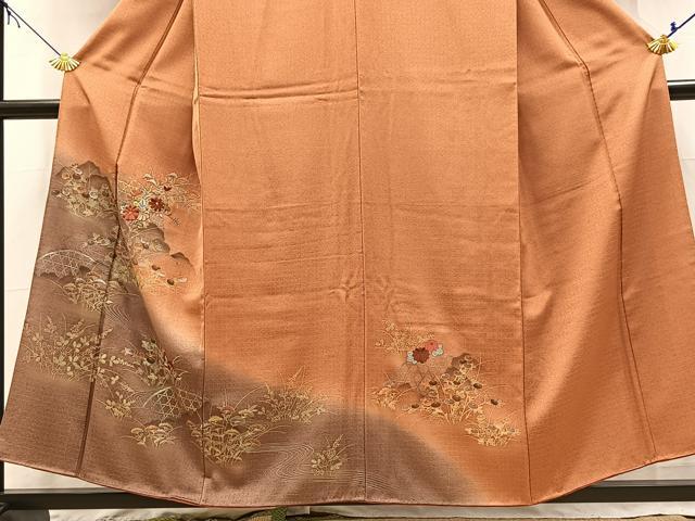 平和屋着物■訪問着 刺繍 秋草文 暈し染め 金銀彩 正絹 逸品 BAAX9651yc