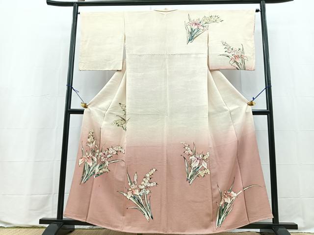 平和屋着物■訪問着 手描き 立波花文 暈し染め 金彩 正絹 逸品 BAAX9664yc