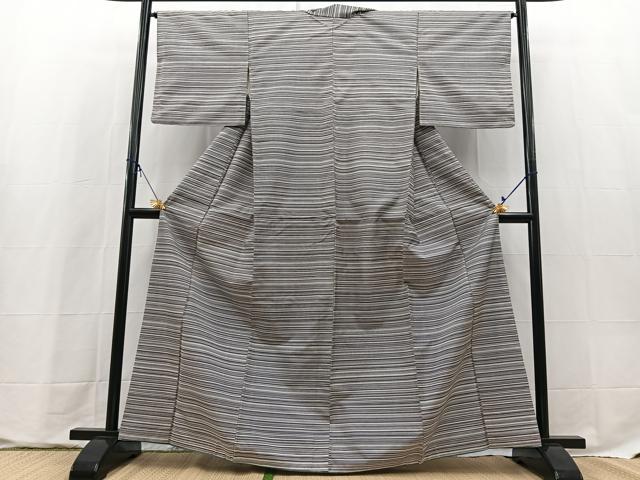 平和屋着物■本場染大島紬 横段文 正絹 逸品 BAAX9672yc
