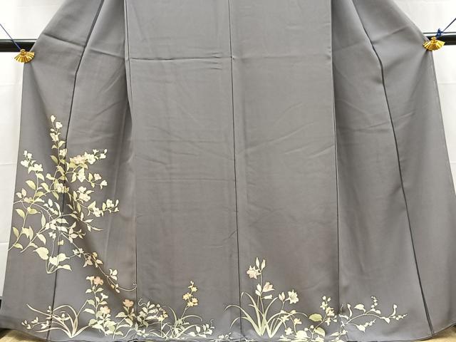 平和屋着物●訪問着 刺繍 草花文 正絹 逸品 BAAX9673yc