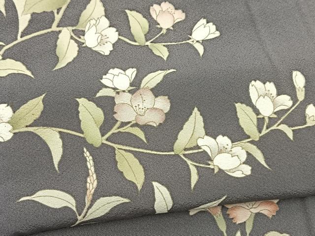 平和屋着物●訪問着 刺繍 草花文 正絹 逸品 BAAX9673yc