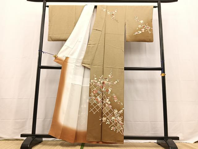 平和屋着物■訪問着 籬草花文 暈し染め 金彩 小田急扱い 正絹 逸品 BAAX9680yc