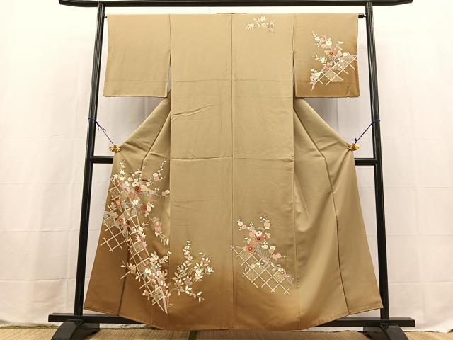 平和屋着物■訪問着 籬草花文 暈し染め 金彩 小田急扱い 正絹 逸品 BAAX9680yc