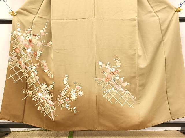 平和屋着物■訪問着 籬草花文 暈し染め 金彩 小田急扱い 正絹 逸品 BAAX9680yc