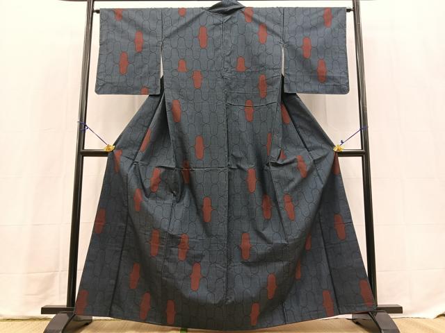 平和屋着物■本場大島紬 7マルキ 幾何学文様 正絹 逸品 BAAX9681yc