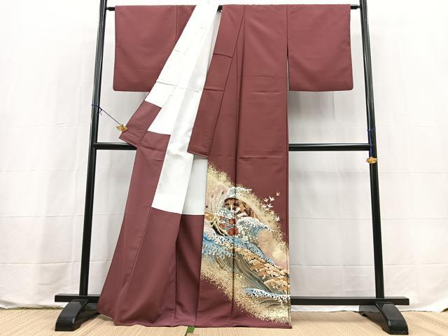 平和屋着物■色留訪問着 飛鳥立波文 金彩 洗える着物 BAAX9685yc