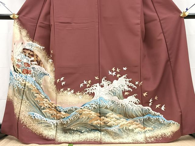 平和屋着物■色留訪問着 飛鳥立波文 金彩 洗える着物 BAAX9685yc