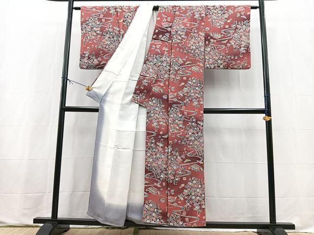 平和屋着物■上質な小紋 加賀調友禅 御所解花文 暈し染め 鬼しぼ縮緬 反端付き 正絹 逸品 BAAX9686yc