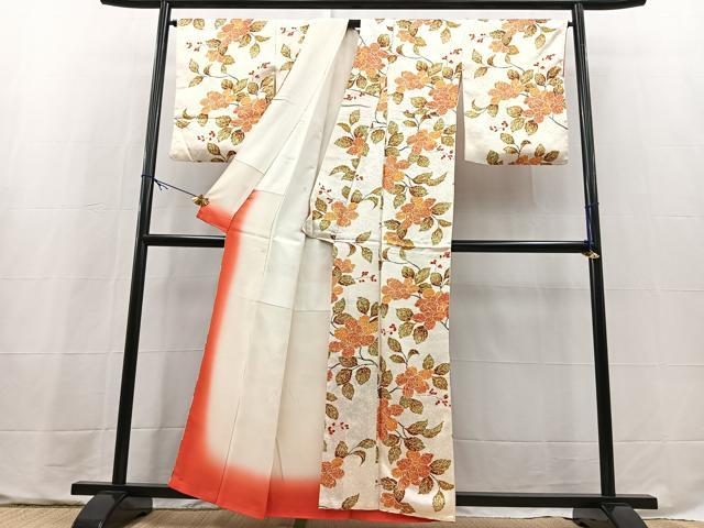 平和屋着物■上質な小紋 枝花文 正絹 逸品 BAAX9690yc