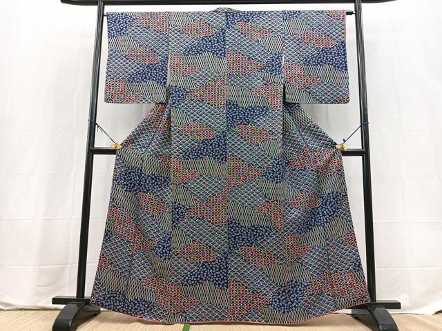 平和屋着物■上質な小紋 雲取り吉祥花文 正絹 逸品 BAAX9693yc
