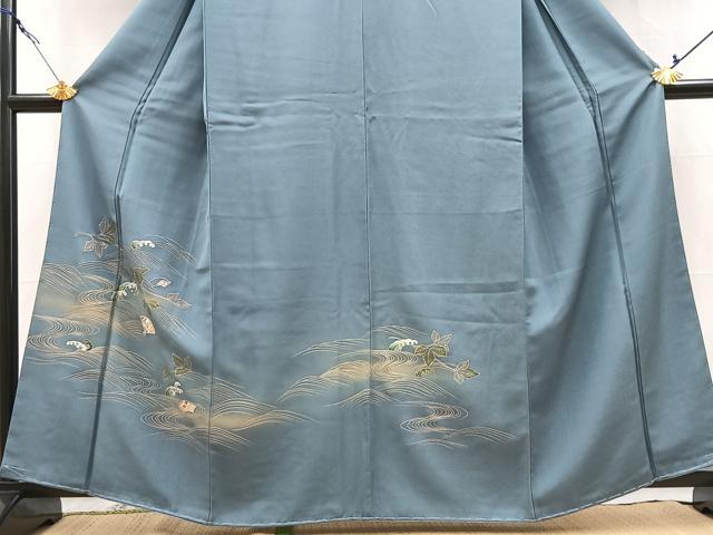 平和屋着物■訪問着 刺繍 立波吉祥花文 金彩 正絹 逸品 未使用 BAAX9704yc