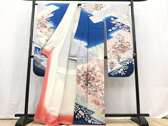 平和屋着物■豪華振袖 駒刺繍 花車花鳥文 暈し染め 金彩 正絹 逸品 BAAX9707yc