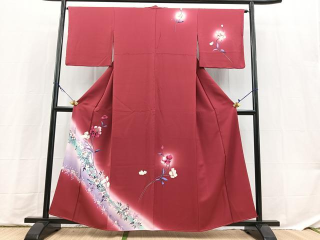 平和屋着物■訪問着 手描き 草花文 暈し染め 金彩 正絹 逸品 BAAX9709yc
