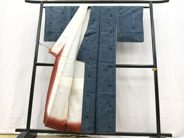 平和屋着物■本場越後大島紬 泥染め 本草木染 花間道 証紙付き 正絹 逸品 BAAX9713yc