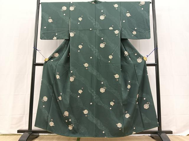 平和屋着物■上質な小紋 雪輪花文 正絹 逸品 BAAX9714yc