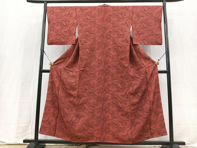平和屋着物■上質な小紋 更紗花唐草文 正絹 逸品 BAAX9716yc