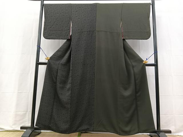 平和屋着物●訪問着 肩身替わり 花尽くし 千歳茶色 黒地 正絹 逸品 BAAX9724yc