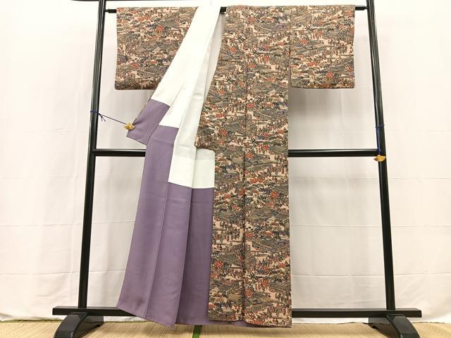 平和屋着物■上質な小紋 型染め 大名行列 正絹 逸品 BAAX9725yc
