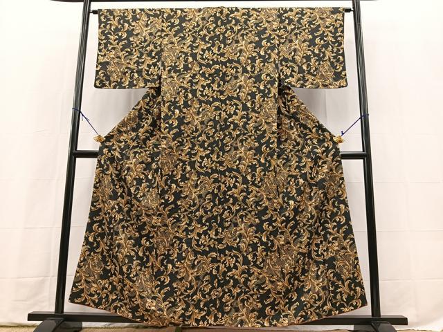 平和屋着物■上質な小紋 更紗花唐草文 正絹 逸品 BAAX9731yc