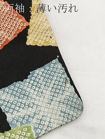 平和屋着物■上質な小紋 破れ色紙重ね文 黒地 正絹 逸品 BAAX9733yc