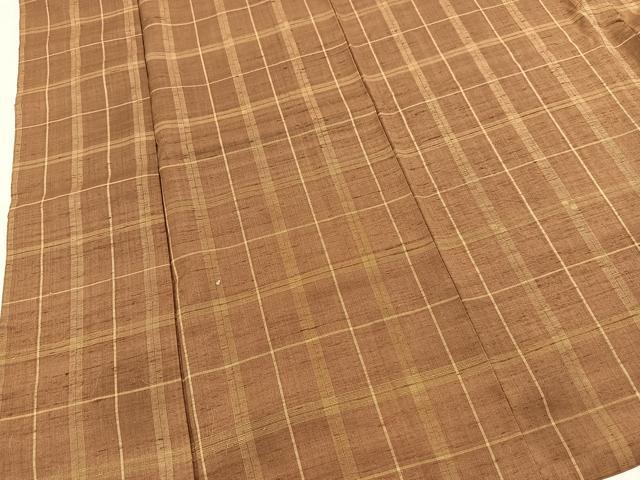 平和屋着物■上質な紬 格子柄 正絹 逸品 BAAX9747yc