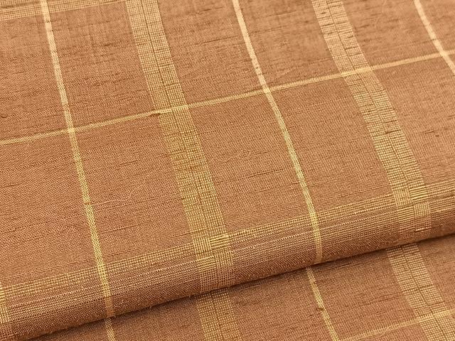 平和屋着物■上質な紬 格子柄 正絹 逸品 BAAX9747yc