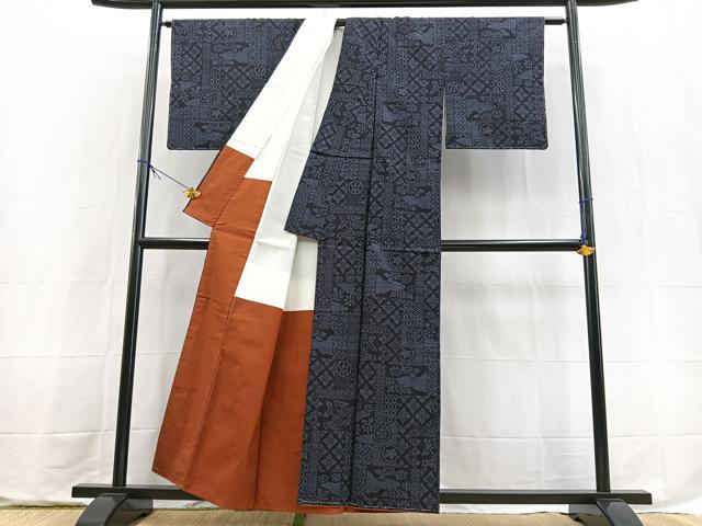 平和屋着物■上質な紬 切嵌吉祥花文 正絹 逸品 未使用 BAAX9754yc