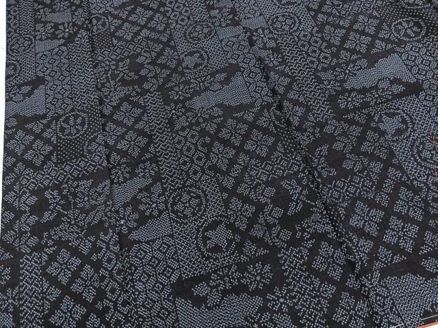 平和屋着物■上質な紬 切嵌吉祥花文 正絹 逸品 未使用 BAAX9754yc