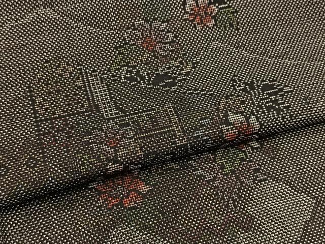 平和屋着物●本場大島紬 9マルキ 風景花文 正絹 逸品 BAAX9760yc