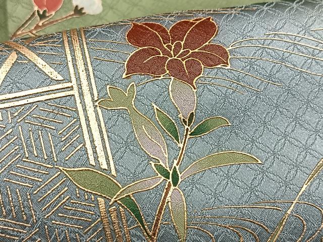 平和屋着物■訪問着 流水扇面花文 暈し染め 金彩 正絹 逸品 未使用 BAAX9761yc