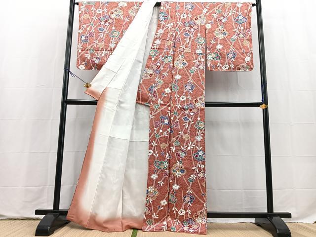 平和屋着物■上質な小紋 草花文 正絹 逸品 BAAX9763yc