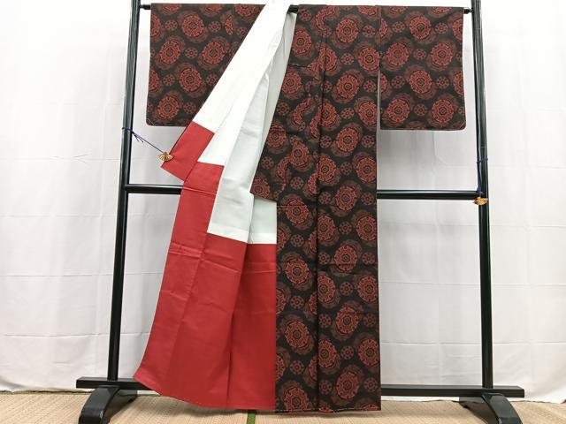 平和屋着物■本場村山大島紬 アンサンブル 雪輪花文 正絹 逸品 未使用 BAAX9766yc