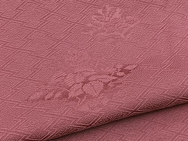 平和屋着物■上質な色無地 松皮菱花地紋 浅蘇芳色 正絹 逸品 BAAX9772yc