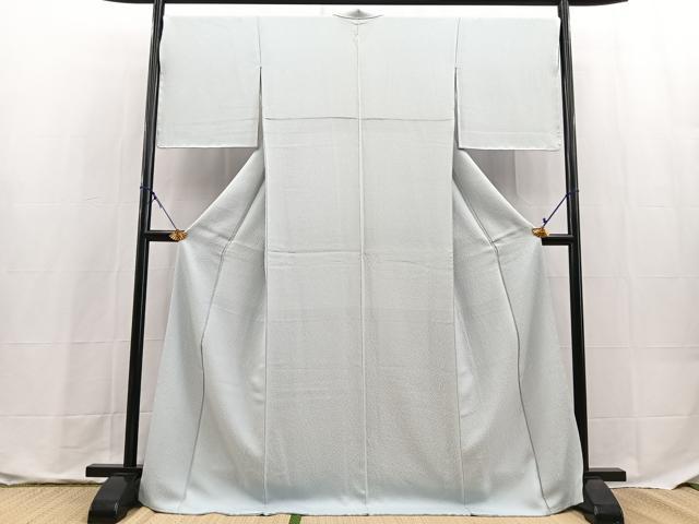 平和屋着物●上質な色無地 唐草地紋 藍白色 ロング丈 正絹 逸品 未使用 BAAX9788yc