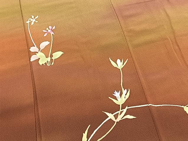 平和屋着物■訪問着 ろうけつ染め 草花文 暈し染め 草花文 正絹 逸品 BAAX9792yc