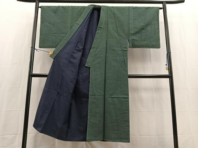 平和屋着物■男性 紬 アンサンブル 長羽織 霞文 正絹 逸品 BAAX9801yc