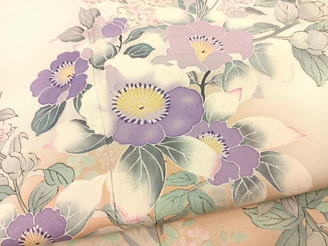 平和屋着物■訪問着 手描き 草花文 暈し染め 正絹 逸品 BAAX9806yc