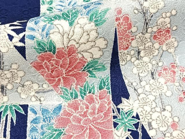 平和屋着物■上質な小紋 短冊花文 正絹 逸品 未使用 BAAX9811yc
