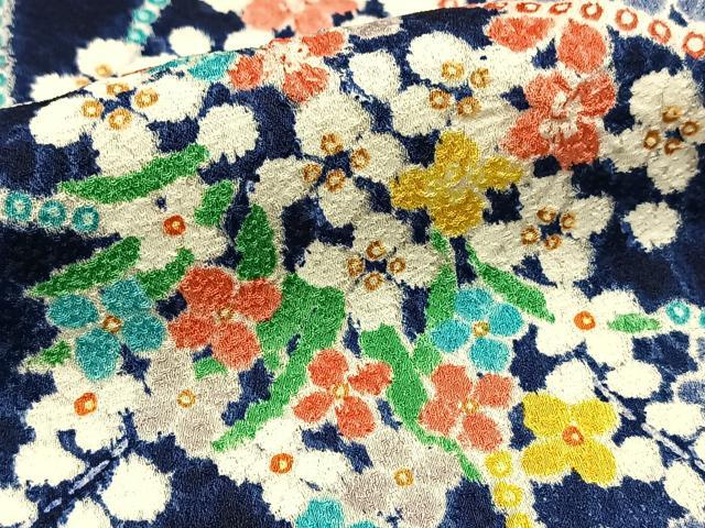 平和屋着物■上質な小紋 絞り 幾何学花文 正絹 逸品 BAAX9812yc