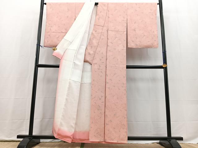 平和屋着物●上質な小紋 地紋起こし 草葉文 正絹 逸品 BAAX9813yc