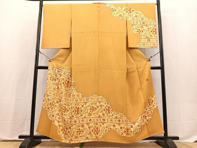 平和屋着物■訪問着 作家物 手描き 更紗花文 正絹 逸品 BAAX9814yc