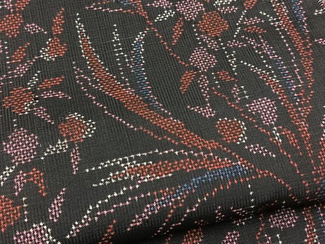平和屋着物■本場大島紬 7マルキ 草花文 正絹 逸品 未使用 BAAX9817yc
