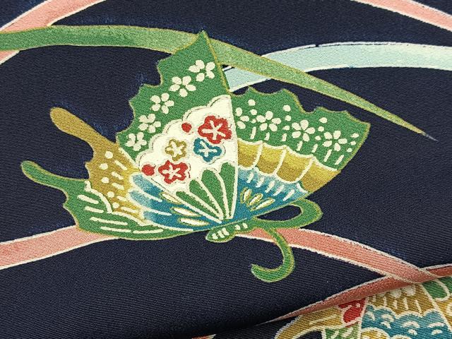平和屋着物■上質な小紋 舞蝶芝草文 正絹 逸品 BAAX9818yc