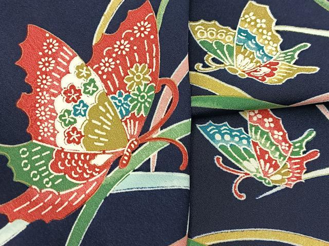 平和屋着物■上質な小紋 舞蝶芝草文 正絹 逸品 BAAX9818yc