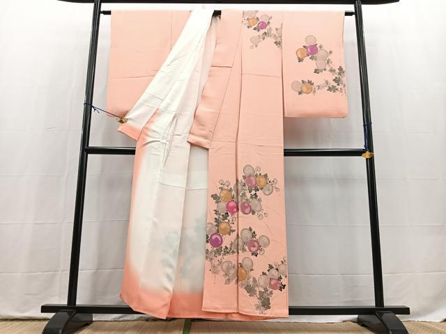 平和屋着物■染色作家 桐山紫香 手描き 訪問着 万寿菊 正絹 逸品 BAAX9821yc